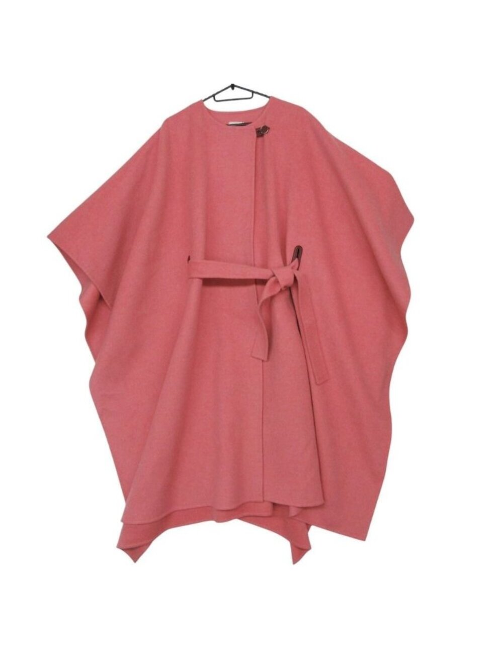 Hermes Double Face Opera Cape with Belt Cashmere Coat Pink 38